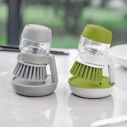 Liquid Soap Dispenser Dish Brush With Palm Washing Kitchen Scrub Brushes Holder Drip Tray Household Accessories