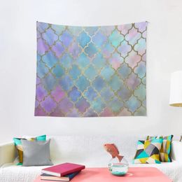 Tapestries Colourful Watercolour Moroccan Pattern - Gold Tapestry Carpet On The Wall