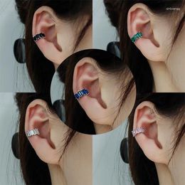 Backs Earrings MEETSOFT 1 Piece 925 Silver Geometric Cubic Zircon Clip For Fashion Women Fine Jewellery Minimalist Accessories