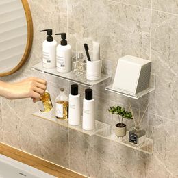 Hooks Bathroom Vanity Table Organiser Wall Shelf Home Storage Rack Skin Care Cosmetic Display Holder Punch-Free