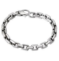 925 Sterling Silver colour Bracelet Man High Polish Curb Link Chain Bracelet for Vintage Punk Rock Biker Mens Jewelry5632653