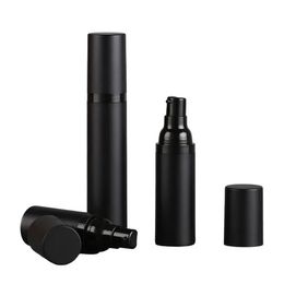 15ml 30ml 50ml Black Plastic Packaging Bottles Airless Lotion Cream Pump Container Vaccum Spray Cosmetic Bottle Dispenser For Cosmetics Custome Logo