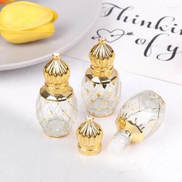 Storage Bottles 8ml Luxury Style Golden Refillable Perfume Bottle Glass Roll-on Essential Oil Jar Empty Cosmetics Sample Container