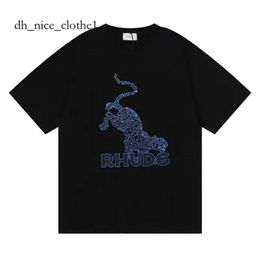 Rhude Shirt Designers Mens Embroidery T Shirts For Summer Mens Tops Letter Polos Shirt Womens Tshirts Clothing Short Sleeved Large Plus Size 100% Cotton Tees 236