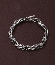 Personalized 925 sterling silver jewelry antique silver American European handmade designer scroll link chain bracelets for men w7326968