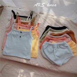 Clothing Sets Baby Clothes Summer Toddler Girl Strap Suits Cotton Solid Boy Tops Tee And Shorts Infant Tracksuit Born