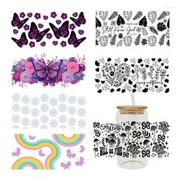 Window Stickers UV DTF Transfer Butterfly Theme For The 16oz Libbey Glasses Wraps Cup Can DIY Waterproof Easy To Use Custom Decals D9681