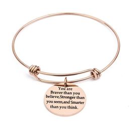 Mayforest New Stainless Steel Round Pendant Bangles Gold Color Engraved Word 25mm Charm Bracelets Bangles Pulseras Mujer24255492895087