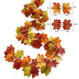 Decorative Flowers 1.75m Colourful Leaves Decor Artificial Autumn Garland Fake Foliage String Thanksgiving Halloween Garden