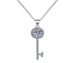 Passed Diamond Test Moissanite 925 Sterling Silver Key Simple Clavicle Chain Pendant Necklace Women Fashion Cute Jewelry 051ct5042605