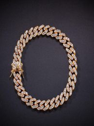 8mm Men Zircon Link Bracelet Hip Hop Jewellery Gold Copper Material Iced Out Women039s Cz Chain Fashion For Gift9505032