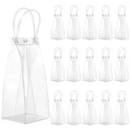 Storage Bags Reusable Gift Bag PVC Transparent Handbag 15 Pieces The Clear Plastic With Handles