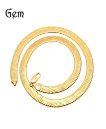 10MM Wide Bone Chain Yellow Gold Filled Men Statement Herringbone Necklace 60cm 2072 Q28005741