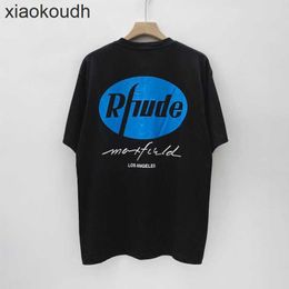 Rhude High end designer T-shirts for unisex Trendy leisure high street hip hop summer new round neck short sleeve T-shirt With 1:1 original labels