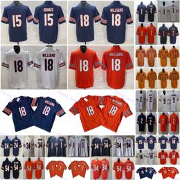 Cheap 18 Caleb Williams Football Jerseys 15 Rome Odunze 1 Justin Fields DJ Moore Walter Payton Brian Urlacher Khalil Herbert McConnell Blue White Orange Stitched