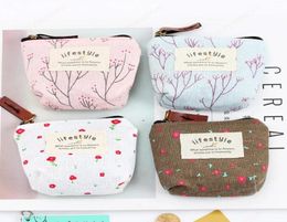 Korean Style Women039s Small Coin Bags Wallet Zipper Flower Cotton Money Key Wallet Pouch Case Bags For Kids Girl1758319