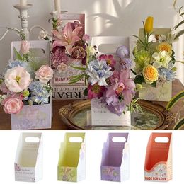 Gift Wrap 1pc Flower Bouquet Packing Box Portable Paperboard Arrangement Mother's Day Gifts Festival Wrapping Supplies