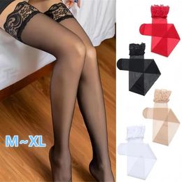 Women Socks FREEAUCE Plus Size Fishnet Anti-slip Lace Top Stockings Nylon Stocking Thin Sheer