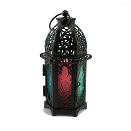 Candle Holders Retro Moroccan Castle Candlestick Metal Hollow Wedding Holder Home Coffee Shop Decoration Iron Hanging Lantern