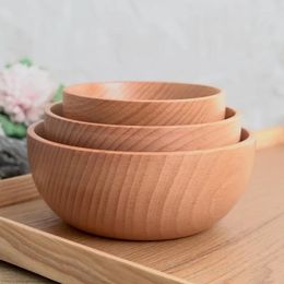 Dinnerware Sets Creative European Style Wooden Bowl Anti Drop Household Beech Wood Solid Rice Small Salad