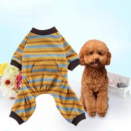 Dog Apparel Summer Jumpsuits Stripe Round Neck Soft Dogs Bodysuit Long Sleeve Four Legs Non-sticky Puppy Overall Suit Pet Clothes Daily