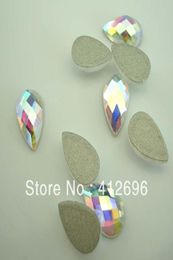 Whole 48pcs per lotpear drop shape crystal AB color flat back stone no fix 68mm Nial Art Rhinestone4062341