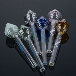 Unique Shape Glass Oil Burner Pipe Dab Straws Straight Type Glass Smoking Pipes With 6 Color Available For Water Bong Accessaries SW43