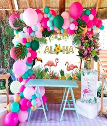 Party Decoration Summer Pink Flamingo Decor Balloon Banner Tropical Hawaiian Birthday Supplies Luau Aloha2549812