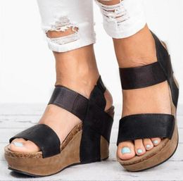 Women Round Toe Sandals Wedges Shoes Breathable Beach Rome Elastic Band Casual Sandalias Plataforma Mujer4103911