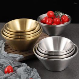 Bowls 6pcs 304 Stainless Steel Double Wall Heat-resistant Soup Bowl Dessert Rice Salad Shaved Ice Restaurant Tableware