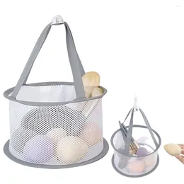 Storage Boxes Multi Layer Drying Rack Hangable Makeup Brush Windproof Sponge Net Basket Powder Bubble
