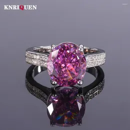 Cluster Rings Luxury 925 Solid Silver 10 11MM Cut Pink Purple Quartz For Women Gemstone Lab Diamond Wedding Party Fine Jewelry