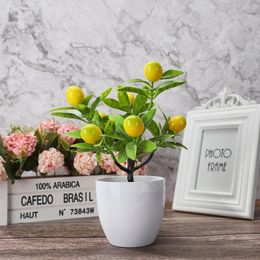 Decorative Flowers Artificial Plants Simulation Eucalyptus Potted Plant Plastic Green Fake Kumquat Bonsai Home Decoration