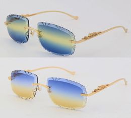 Whole Metal Rimless Leopard Series Sunglasses T8200761 Diamond Cut Outdoor Design Classical Model Glasses Luxury Frame Gradien8348071