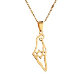 Stainless Steel Israel Map Pendant Necklace Hexagram Magen David Jewellery Star of David Jewish Chain Jewelry2288401