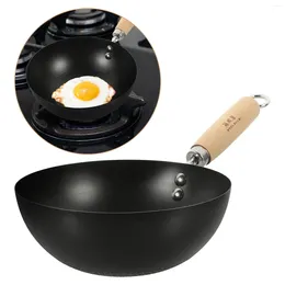 Pans Flat Bottom Wok Small Cookware Accessories Kitchen Round Wrought Iron Pan For Gas Stove