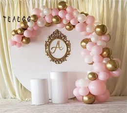 107pcs Chrome Gold White Balloons Garland Kit Arch Macaron Pink Globos Birthday Party Balloons Decoration Supplies Baby Shower T208824303