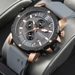 Wristwatches BORUSE Top Brand Mens Watches Male Business Quartz Luxury Silicone Sport Wristwatch Clock Waterproof Watch