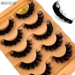 5pairs Classic Hybrid Volume Lashes Arrival Wispy D Curl Short Russian Strip Makeup False Eyelashes 240423