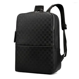 Backpack PU Leather Business Student Schoolbag Large Capacity Travel Computer Double Shoulder Me