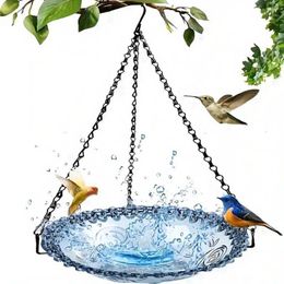Other Bird Supplies Outdoor Feeding Station Durable Hanging Bath Feeder With Rust-proof Chains Water For Birds Hummingbirds