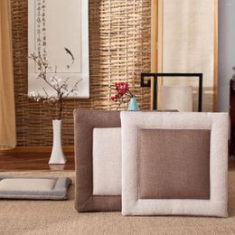 Pillow Colour Block Chair Elastic Square Seat Pad With Straps (Coffee Beige Coffee Grey Beige)
