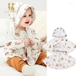 Jackets Baby Kids Bear Hooded Poncho Cape Soft Cotton Cloak Wrap Jacket For Girls Boys Spring Autumn Born Outerwear Cover Up