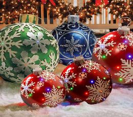 60cm Christmas Ball Decoration Outdoor Xmas Ornament Pvc Inflatable Toy Ball Home Christmas Gift Without LED Light Y09131983838