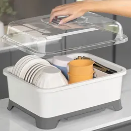 Kitchen Storage Utensil Drying Holder Washing Up Drainer Rack Plate Housekeeping Organisation Dish With Removable Drip Tray