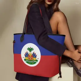 Evening Bags Twoheartsgirl Fashion Haiti Flag Pattern Women Shoulder Large Capacity Totes Sac For Travelling Portable Lady PU Handbags