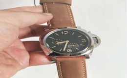 Super V7 quality men Wristwatches 47mm dial Auto Date Luminous Refined steel case Transparent back Leather strap cal 2555 Mechani4584190