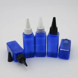 Storage Bottles 30 X 50ml Empty Cobalt Blue Square Lotion And Liquid Container 50cc PET Round White Black Cap Bottle Wholesale