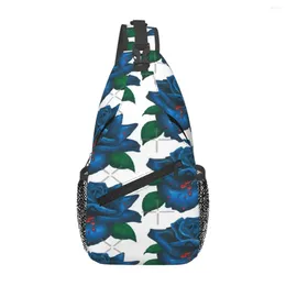 Duffel Bags Blue Rose With Blood Drips Chest Bag Trendy Polyester Fabric Gift Cross Customizable