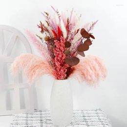 Decorative Flowers Natural Pampa Grass Dried Real Reed Bouquet Home Office Decor Wedding DIY Party Bridal Decoration